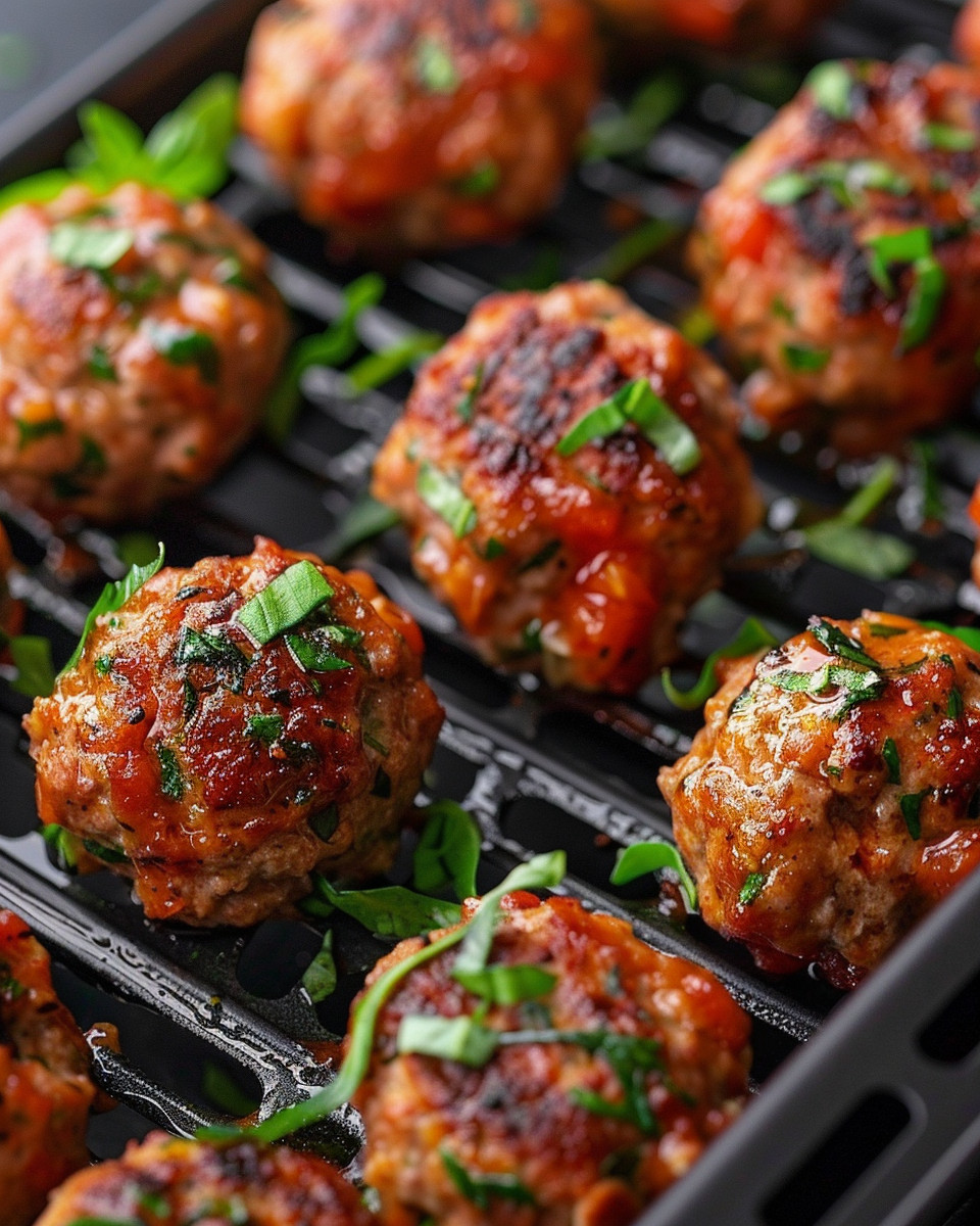 Close-up of seasoned turkey meatballs mixture