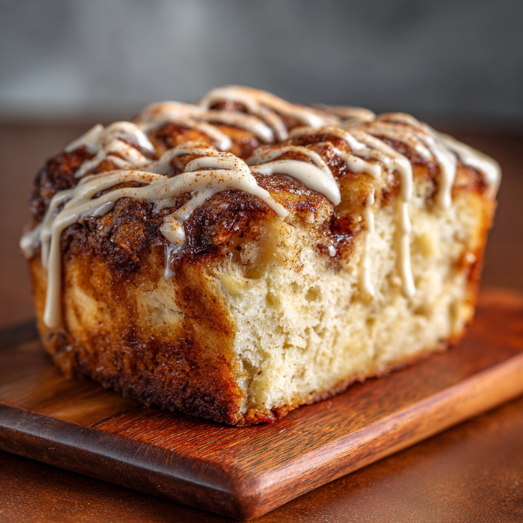 Cinnamon roll coffee cake ready served after cooking lentil soup