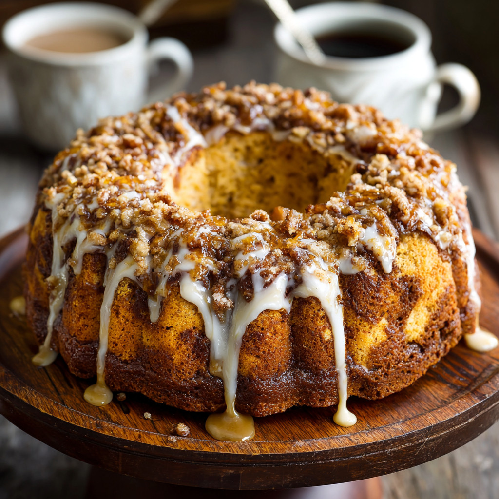 Warm cinnamon roll coffee cake to enjoy alongside lentil soup