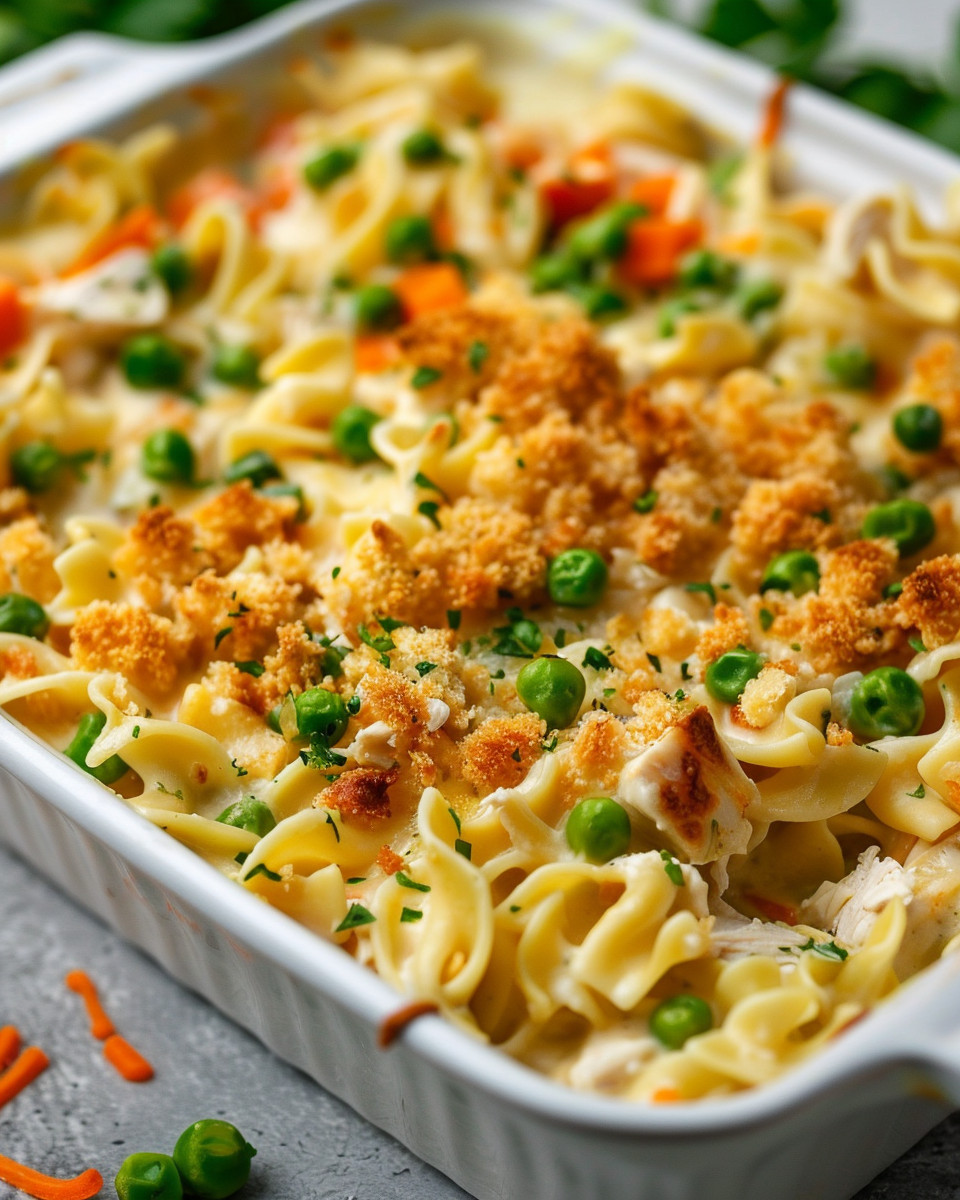 Close-up of casserole ingredients and melted butter on panko bread crumbs