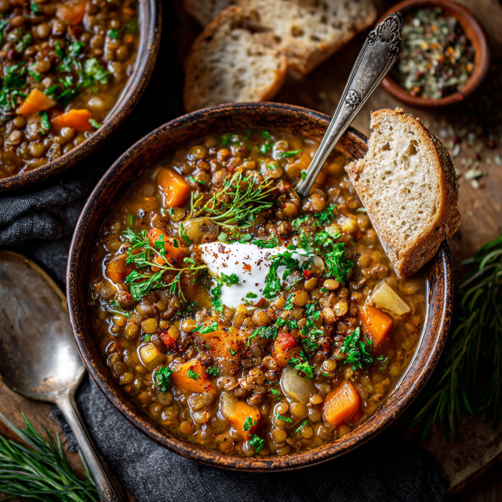 Freshly chopped ingredients for slow cooker lentil soup