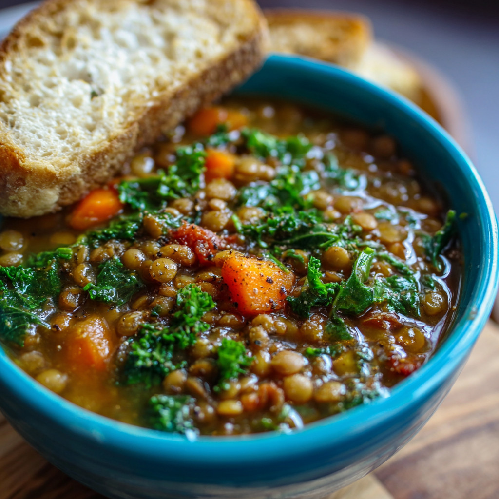 Blending lentil soup for perfect creamy texture