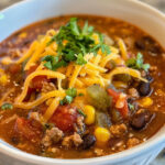 Crockpot Taco Soup taken with iphone 15 pro max --iw 2 --ar 4:5 --v 6.0 --raw