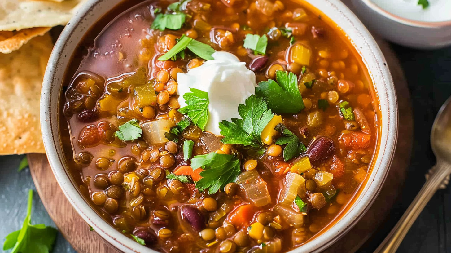 Hearty Crockpot Lentil Soup for Cozy Comfort served in a bowl