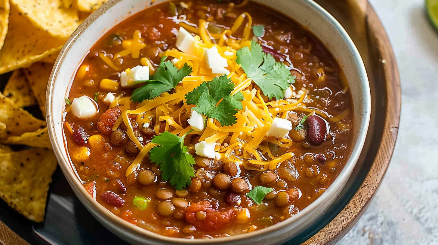 Finished Hearty Crockpot Lentil Soup for Cozy Comfort ready to serve