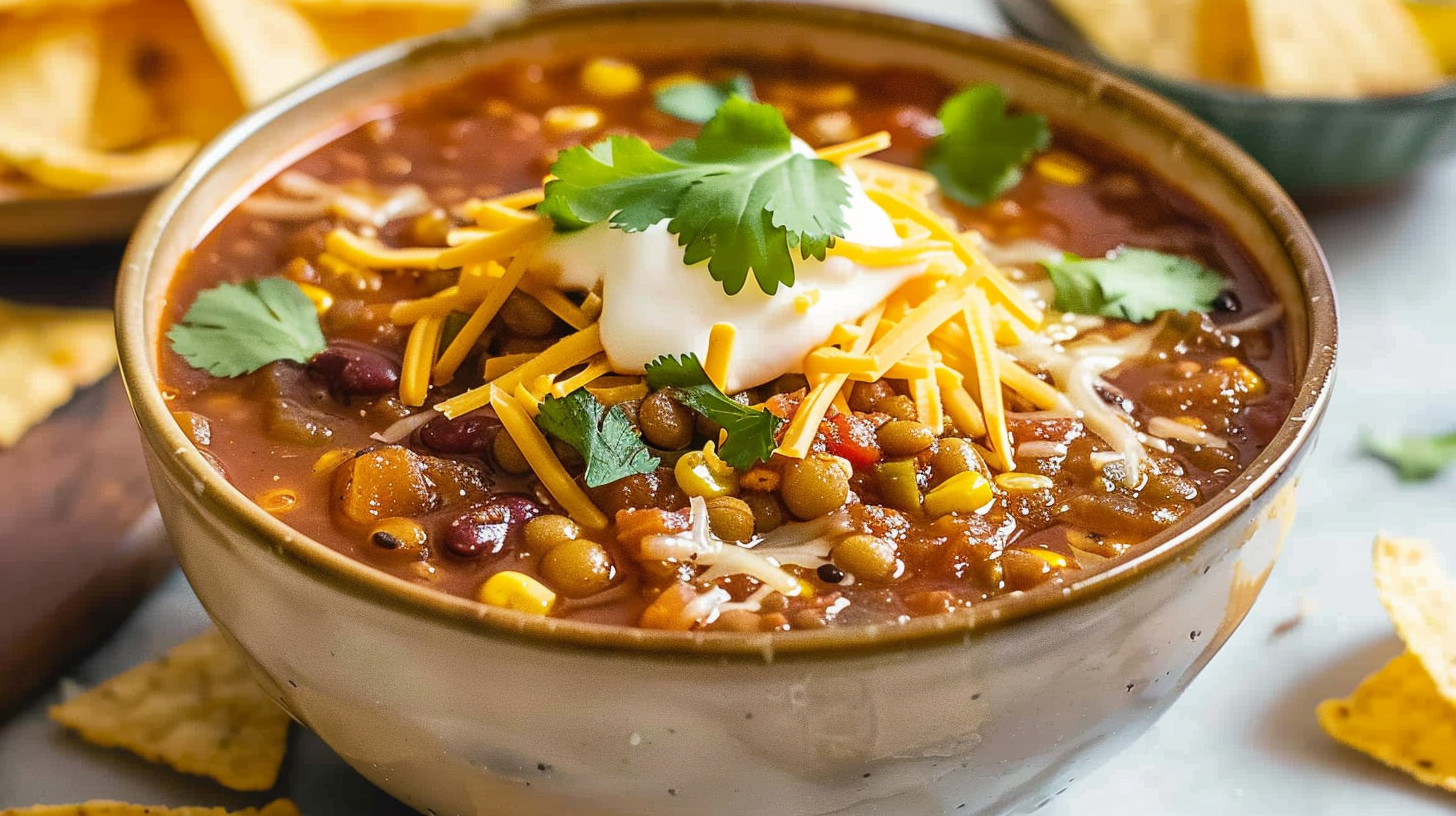 Finished Hearty Crockpot Lentil Soup  Youll Love ready to serve