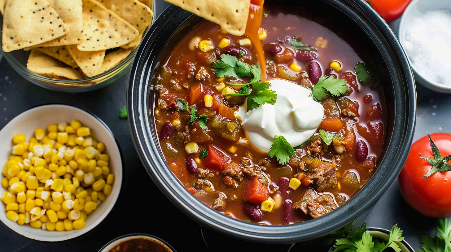 Adding ingredients to slow cooker for Hearty Crockpot Lentil Soup  Youll Love