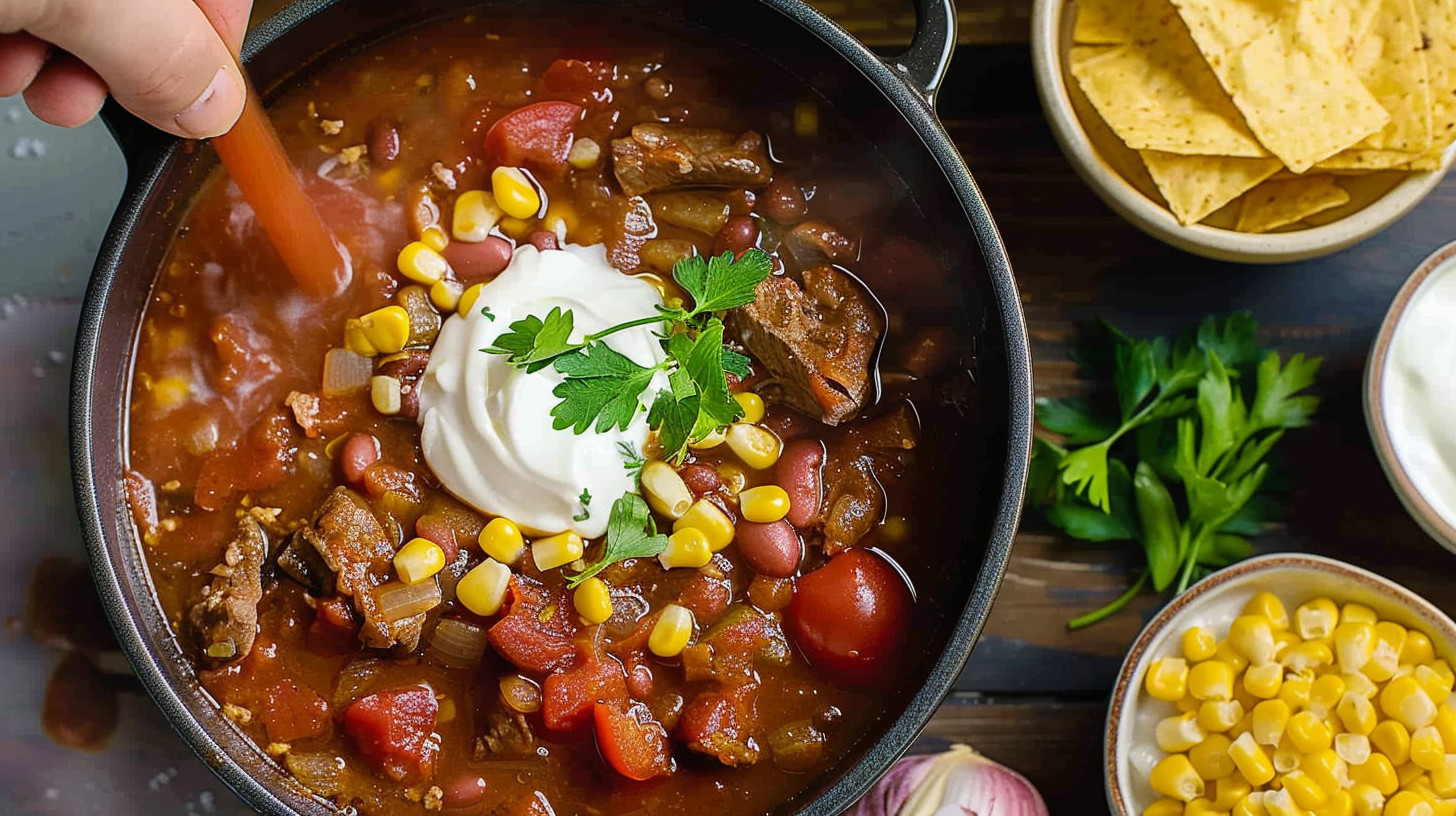 Adding ingredients to slow cooker for Hearty Crockpot Lentil Soup for Cozy Comfort