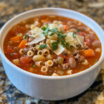 Pasta Fagioli Soup taken with iphone 15 pro max --iw 2 --ar 4:5 --v 6.0 --raw