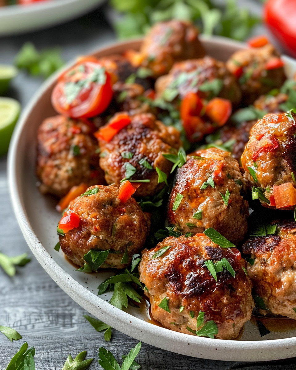 Cooked Greek turkey meatballs in pressure cooker ready to serve
