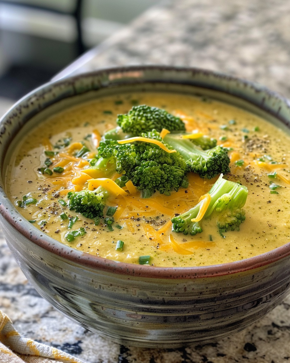 Steam rising from slow cooker with broccoli cheese soup
