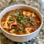 Slow Cooker Lasagna Soup taken with iphone 15 pro max --iw 2 --ar 4:5 --v 6.0 --raw