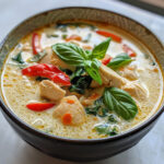 Thai Coconut And Chicken Soup taken with iphone 15 pro max --iw 2 --ar 4:5 --v 6.0 --raw